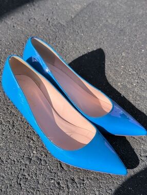 Kate Spade Blue Patent Leather Pointed-Toe Heels woman size 6.5